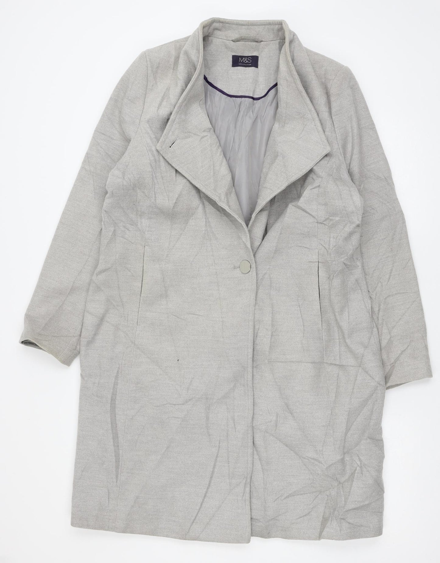 Marks and Spencer Womens Grey   Overcoat Coat Size 16