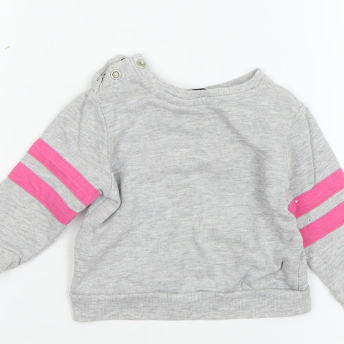 Very Girls Grey Striped Jersey Pullover Jumper Size 9-12 Months  - Best Sister