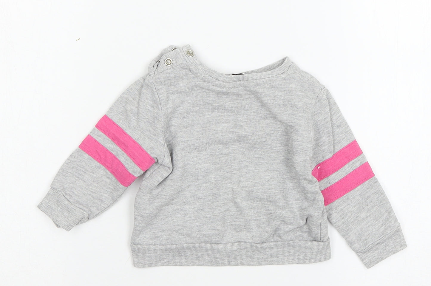 Very Girls Grey Striped Jersey Pullover Jumper Size 9-12 Months  - Best Sister