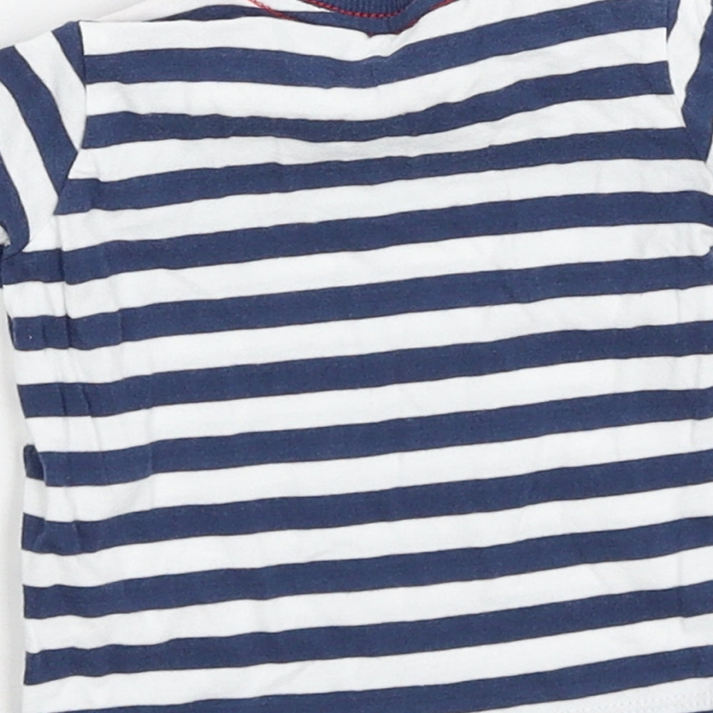 John Lewis Boys Blue Striped Jersey Basic T-Shirt Size 0-3 Months