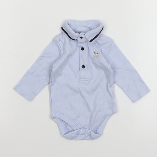 Nutmeg Boys Blue Colourblock Jersey Babygrow One-Piece Size Newborn