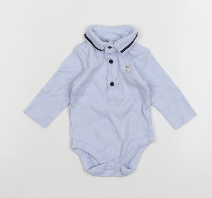 Nutmeg Boys Blue Colourblock Jersey Babygrow One-Piece Size Newborn