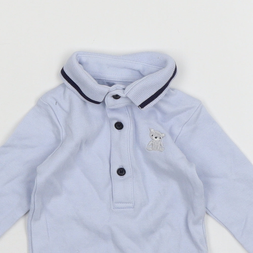 Nutmeg Boys Blue Colourblock Jersey Babygrow One-Piece Size Newborn