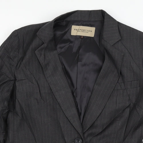 Proportion Womens Grey Striped  Jacket Blazer Size M