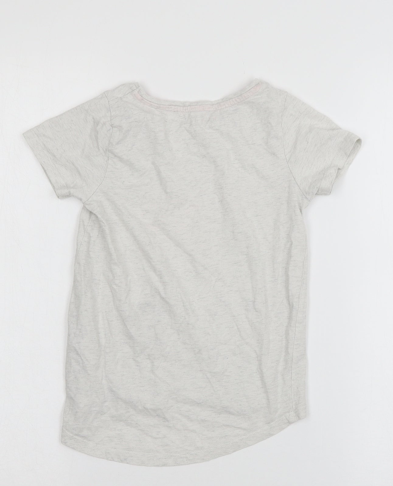 Nutmeg Girls Grey  Jersey Basic T-Shirt Size 7-8 Years  - Flamingo