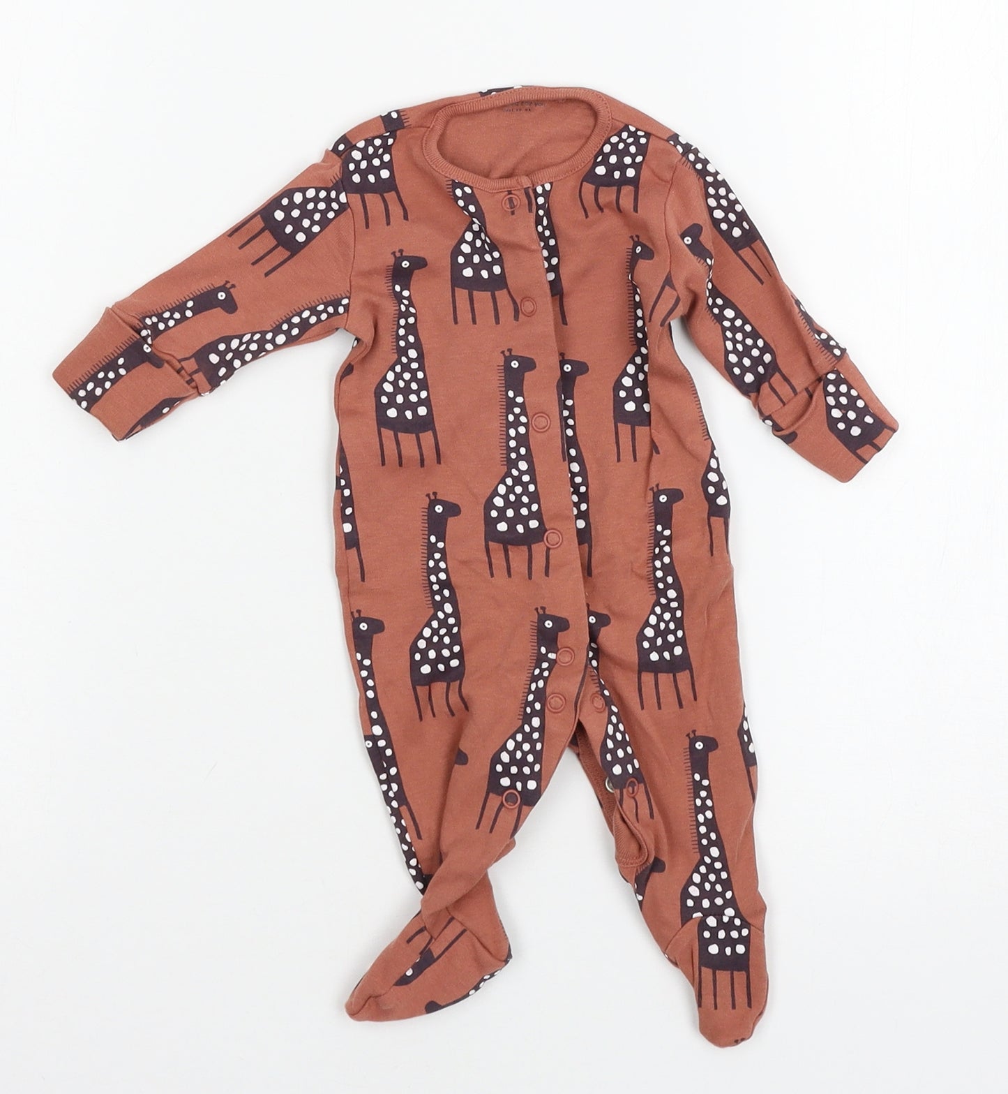 Nutmeg Girls Brown  Jersey Babygrow One-Piece Size Newborn  - Giraffe