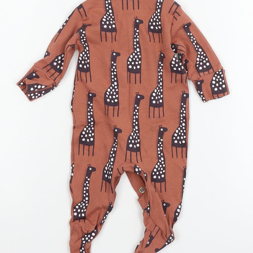 Nutmeg Girls Brown  Jersey Babygrow One-Piece Size Newborn  - Giraffe