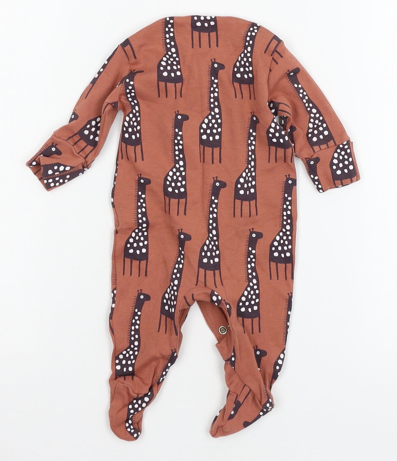 Nutmeg Girls Brown  Jersey Babygrow One-Piece Size Newborn  - Giraffe
