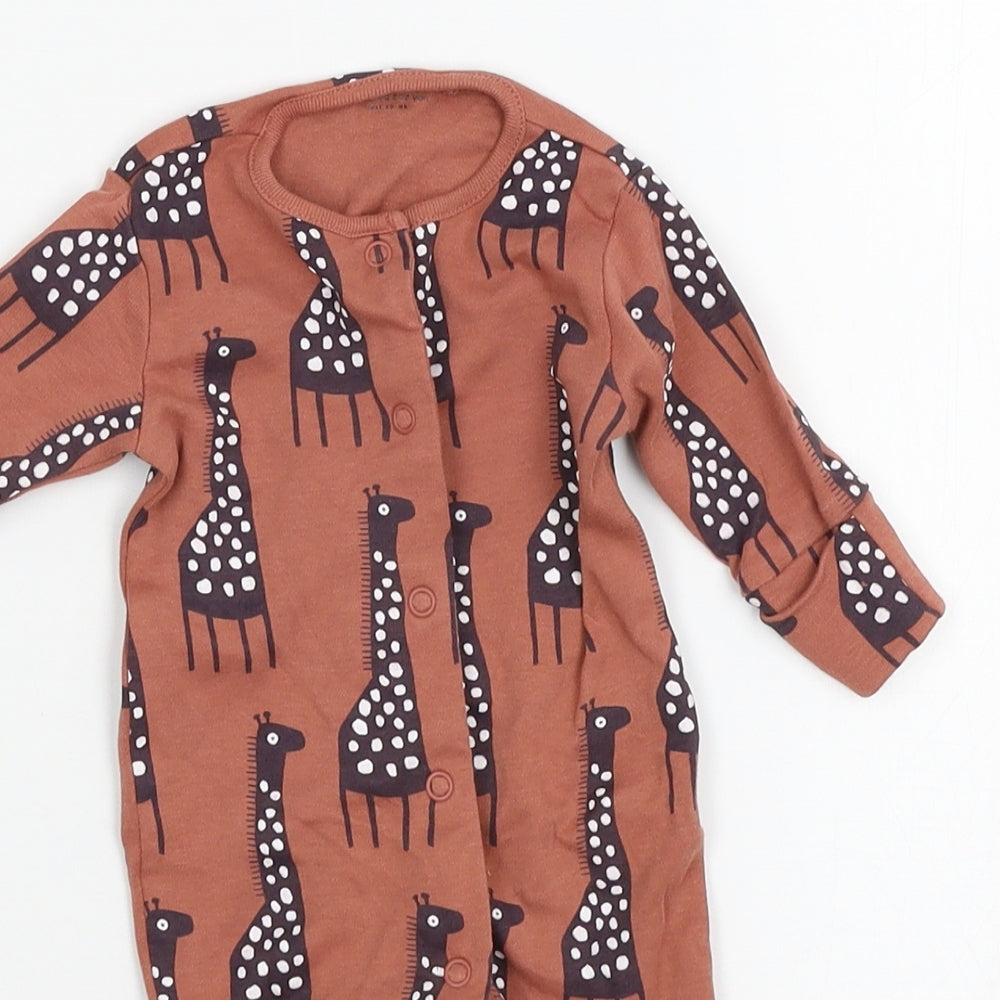 Nutmeg Girls Brown  Jersey Babygrow One-Piece Size Newborn  - Giraffe