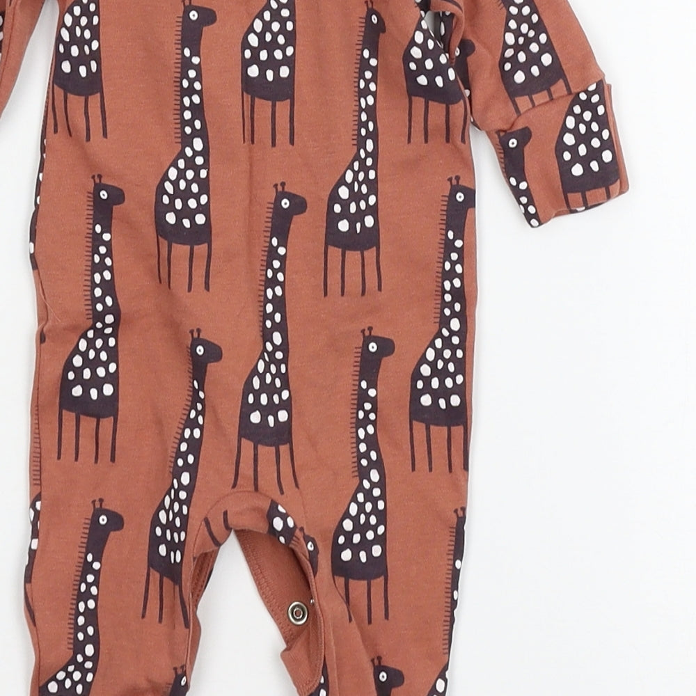Nutmeg Girls Brown  Jersey Babygrow One-Piece Size Newborn  - Giraffe