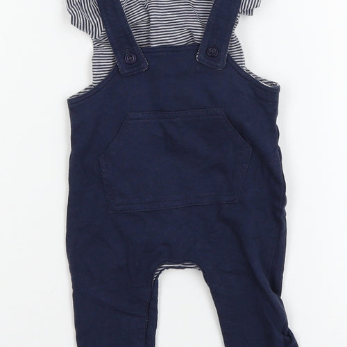 Baby Club Boys Blue Striped Jersey Babygrow One-Piece Size 0-3 Months