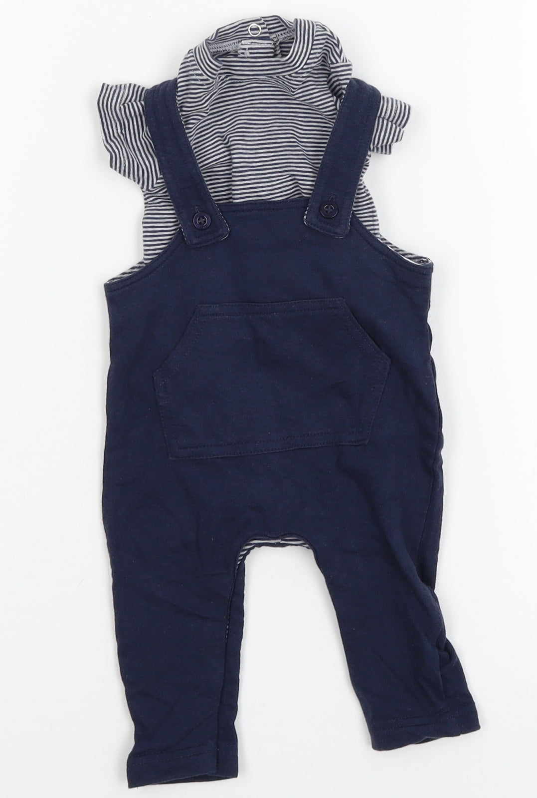 Baby Club Boys Blue Striped Jersey Babygrow One-Piece Size 0-3 Months