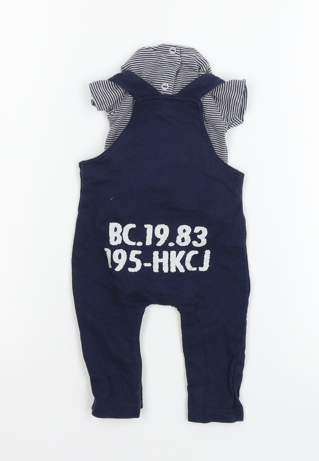 Baby Club Boys Blue Striped Jersey Babygrow One-Piece Size 0-3 Months