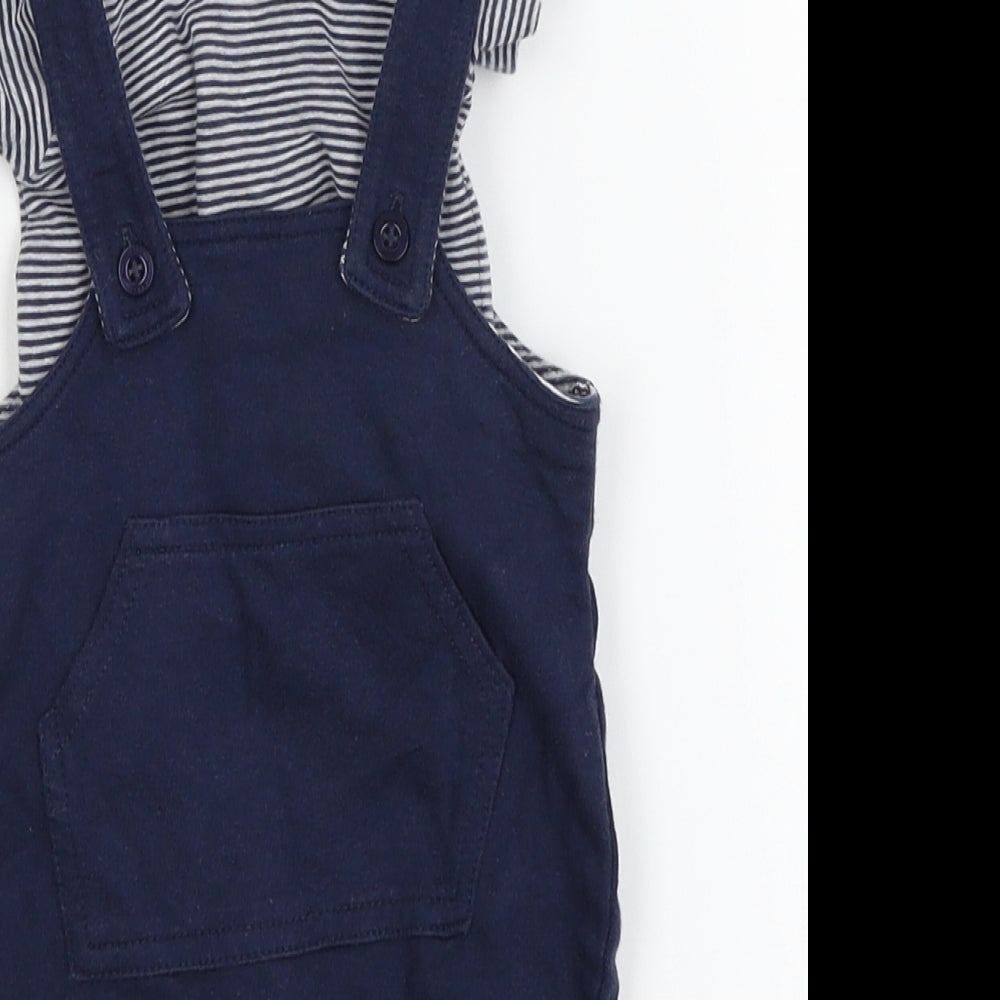 Baby Club Boys Blue Striped Jersey Babygrow One-Piece Size 0-3 Months