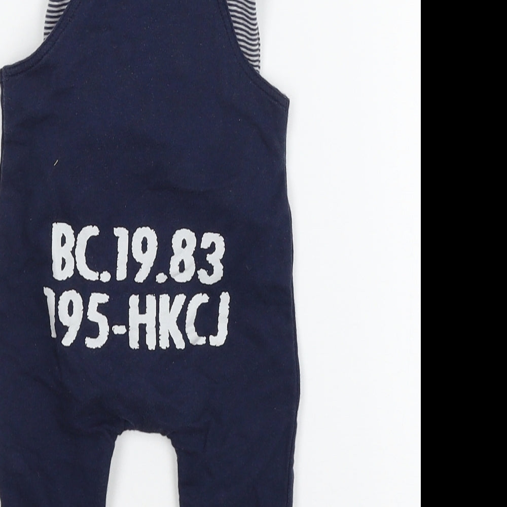 Baby Club Boys Blue Striped Jersey Babygrow One-Piece Size 0-3 Months