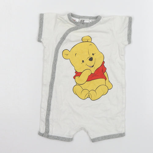 H&M Baby White Geometric Jersey Babygrow One-Piece Size 0-3 Months  - Winnie the Pooh