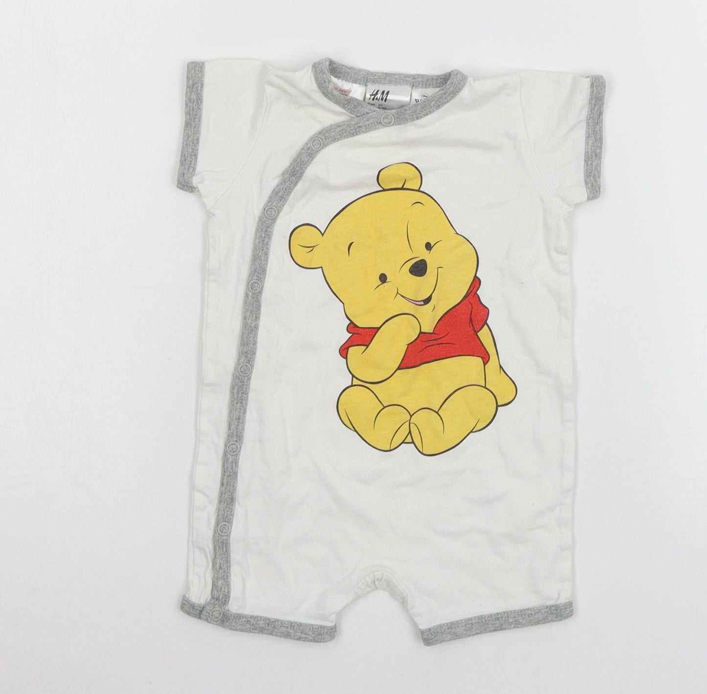 H&M Baby White Geometric Jersey Babygrow One-Piece Size 0-3 Months  - Winnie the Pooh