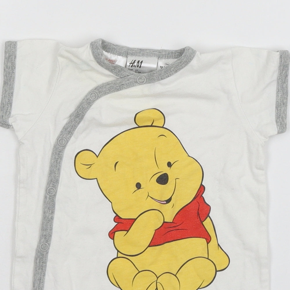 H&M Baby White Geometric Jersey Babygrow One-Piece Size 0-3 Months  - Winnie the Pooh