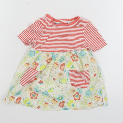 Waitrose Girls Multicoloured Striped Jersey Fit & Flare  Size 0-3 Months  - Floral