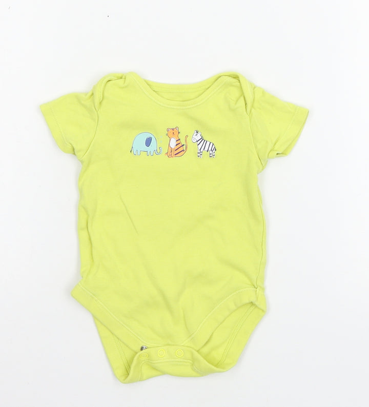 George Girls Yellow Geometric Jersey Babygrow One-Piece Size 9-12 Months - Tiger