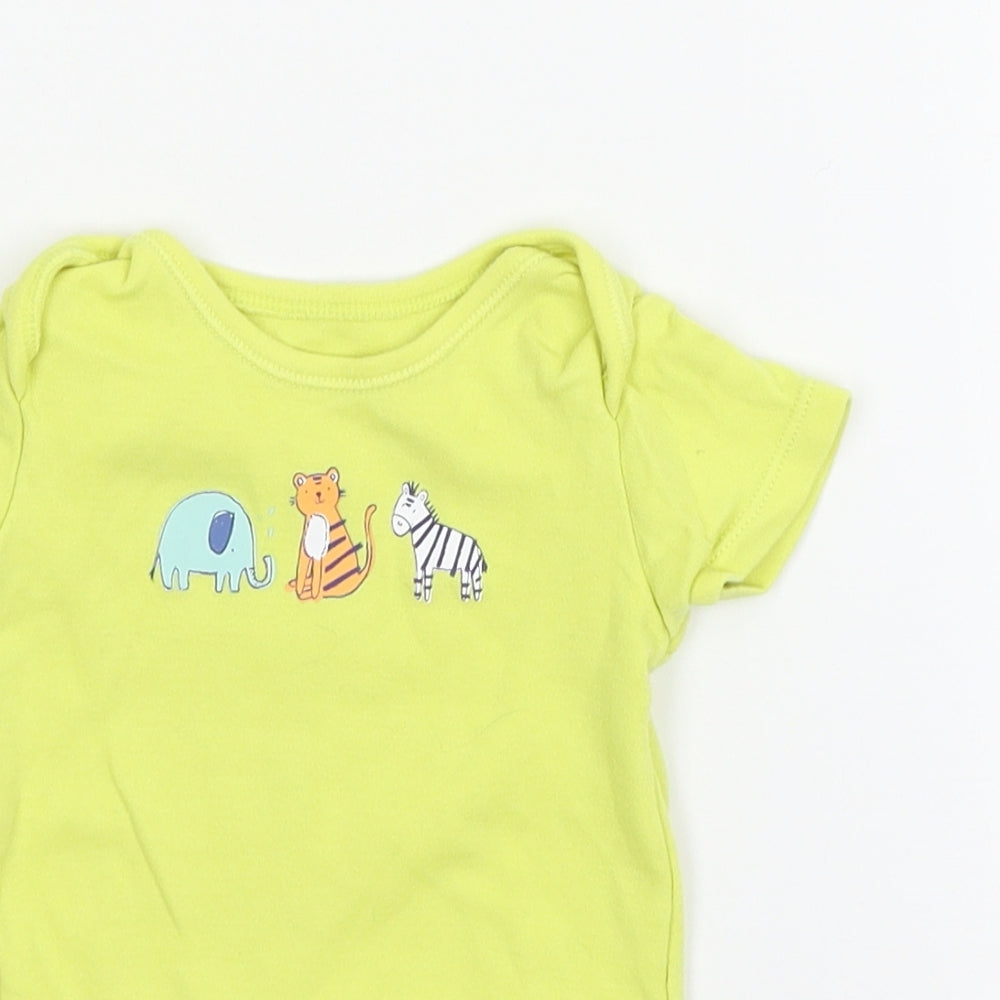 George Girls Yellow Geometric Jersey Babygrow One-Piece Size 9-12 Months  - Tiger