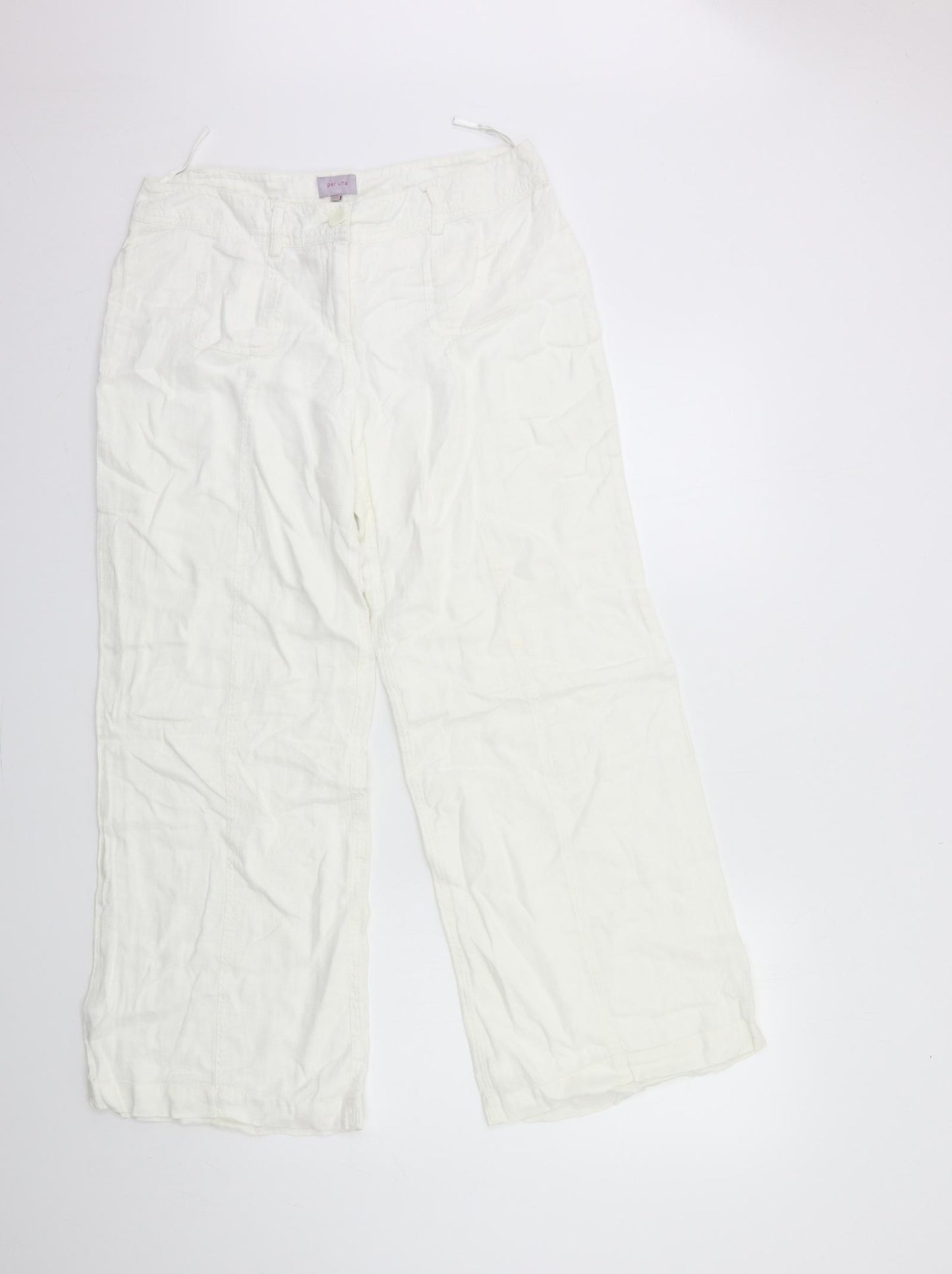 Per Una Womens White   Trousers  Size 12 L29 in