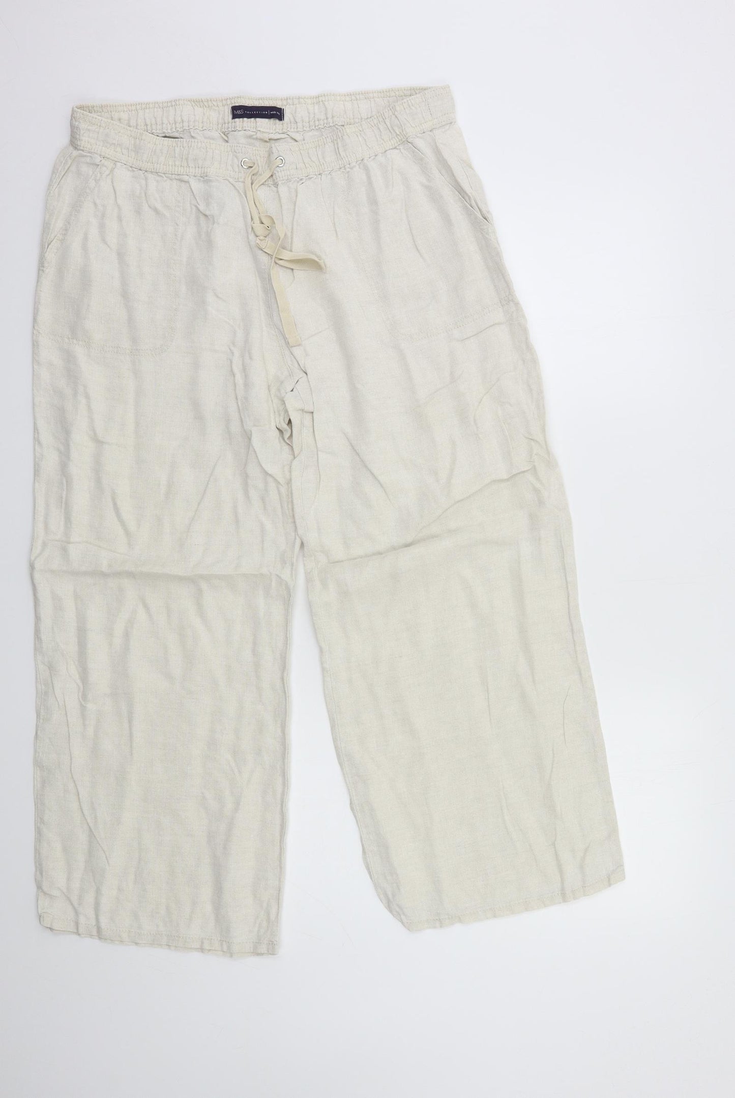 Marks and Spencer Womens Beige   Cropped Trousers Size 16 L26 in