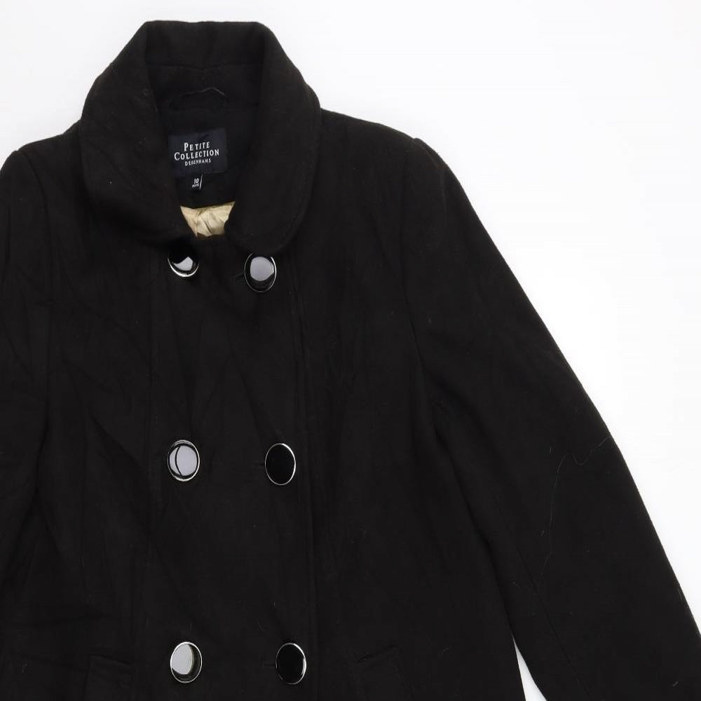 Debenhams Womens Black  Rayon Overcoat Coat Size 10
