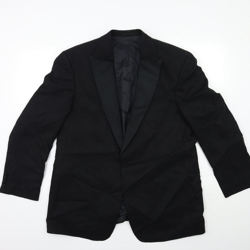 MASTERHAND Mens Black Striped  Jacket Suit Jacket Size 44