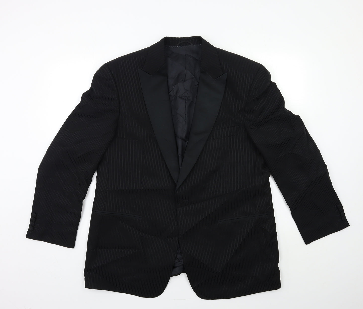 MASTERHAND Mens Black Striped  Jacket Suit Jacket Size 44
