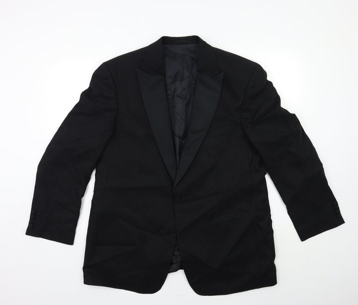 MASTERHAND Mens Black Striped  Jacket Suit Jacket Size 44