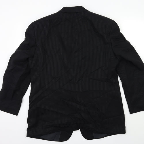 MASTERHAND Mens Black Striped  Jacket Suit Jacket Size 44