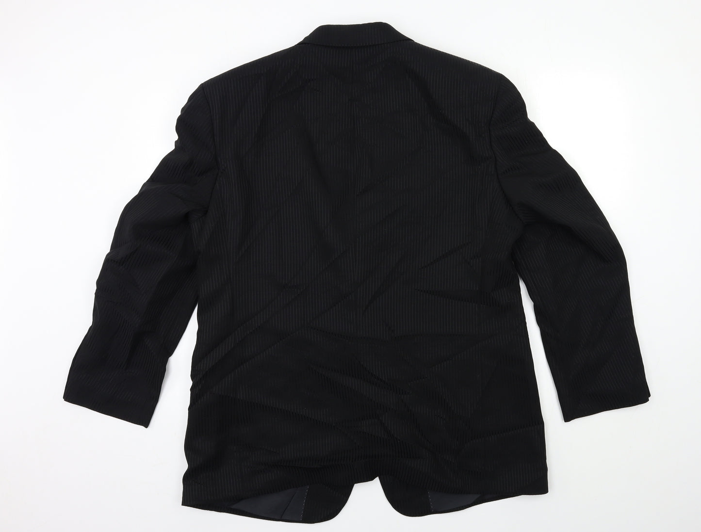 MASTERHAND Mens Black Striped  Jacket Suit Jacket Size 44