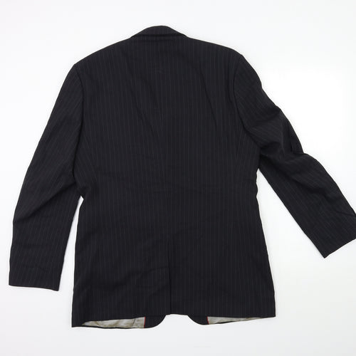 City Survival Mens Black Striped  Jacket Suit Jacket Size 40
