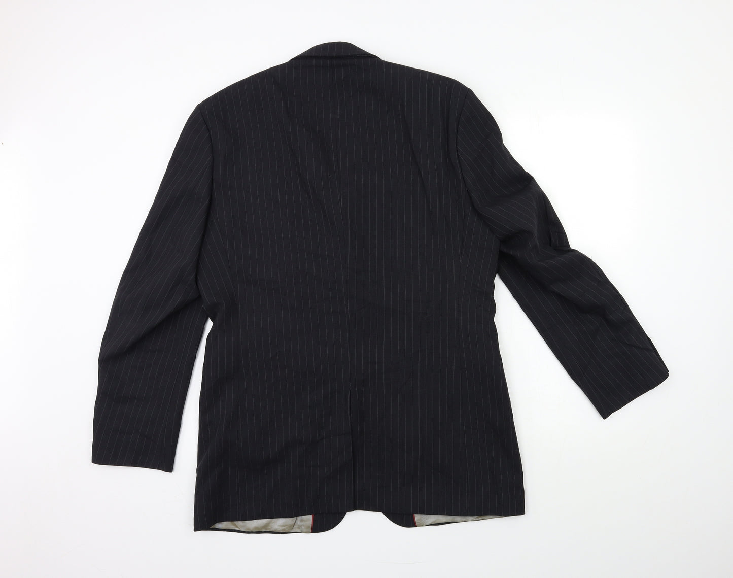 City Survival Mens Black Striped  Jacket Suit Jacket Size 40
