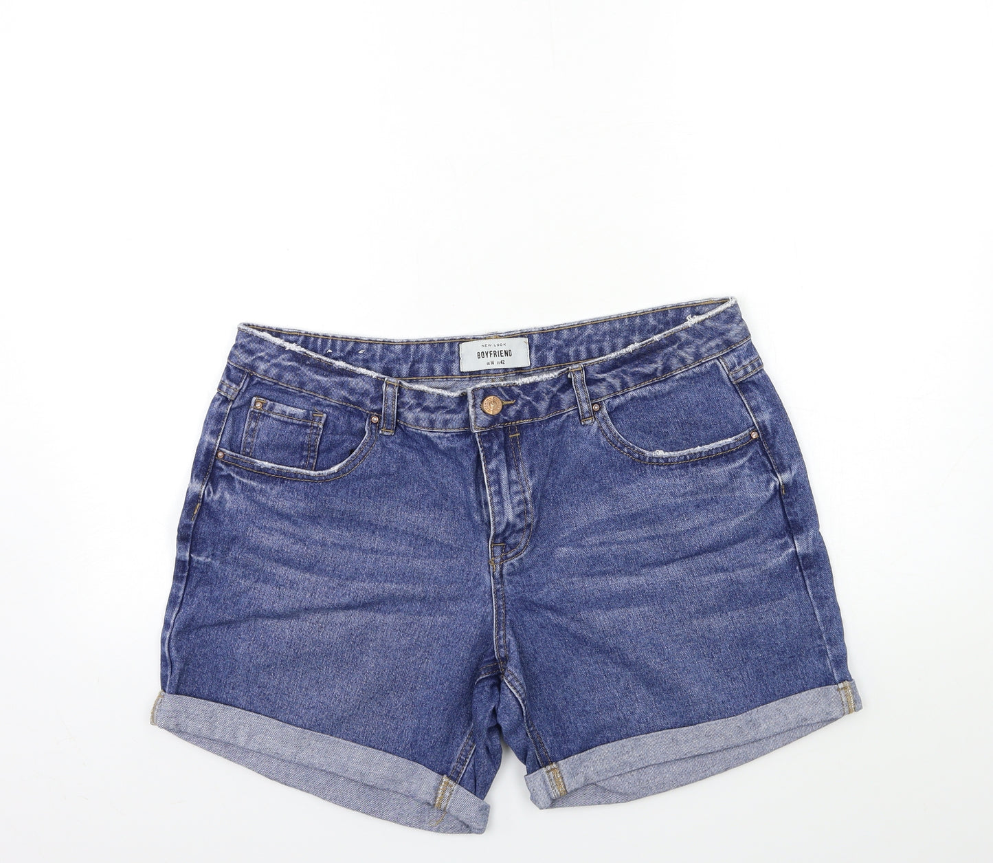 New Look Womens Blue  Denim Cut-Off Shorts Size 14