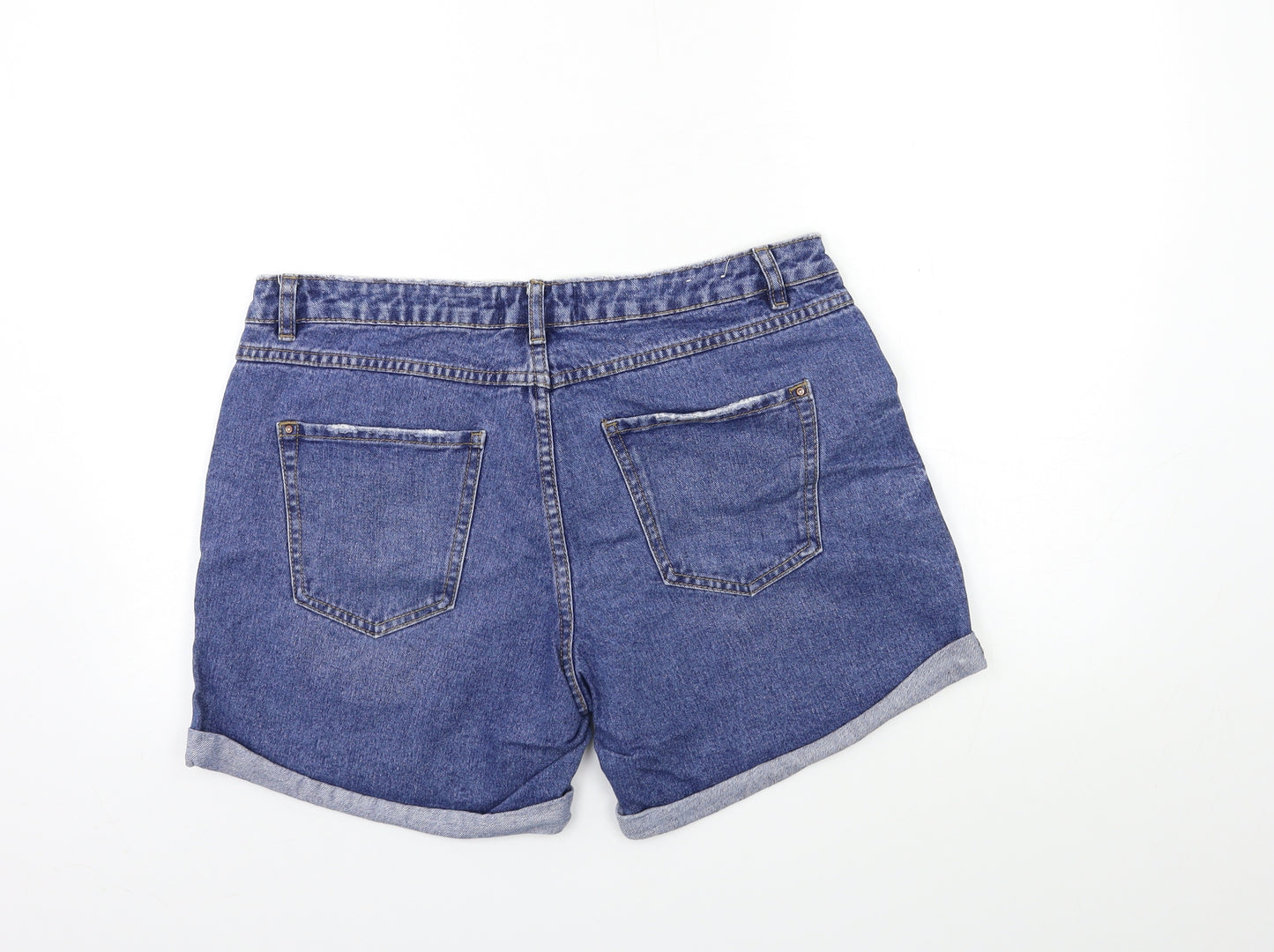 New Look Womens Blue  Denim Cut-Off Shorts Size 14