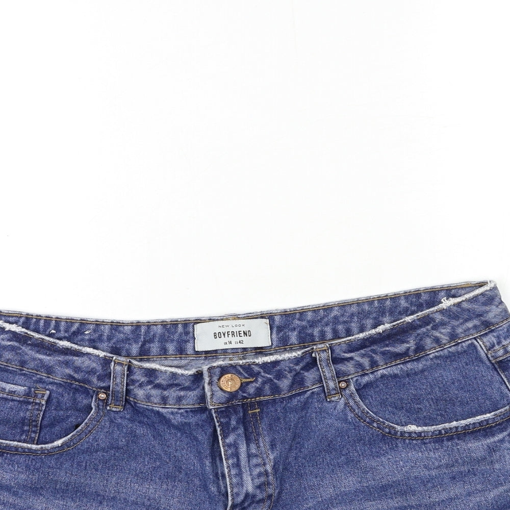 New Look Womens Blue  Denim Cut-Off Shorts Size 14
