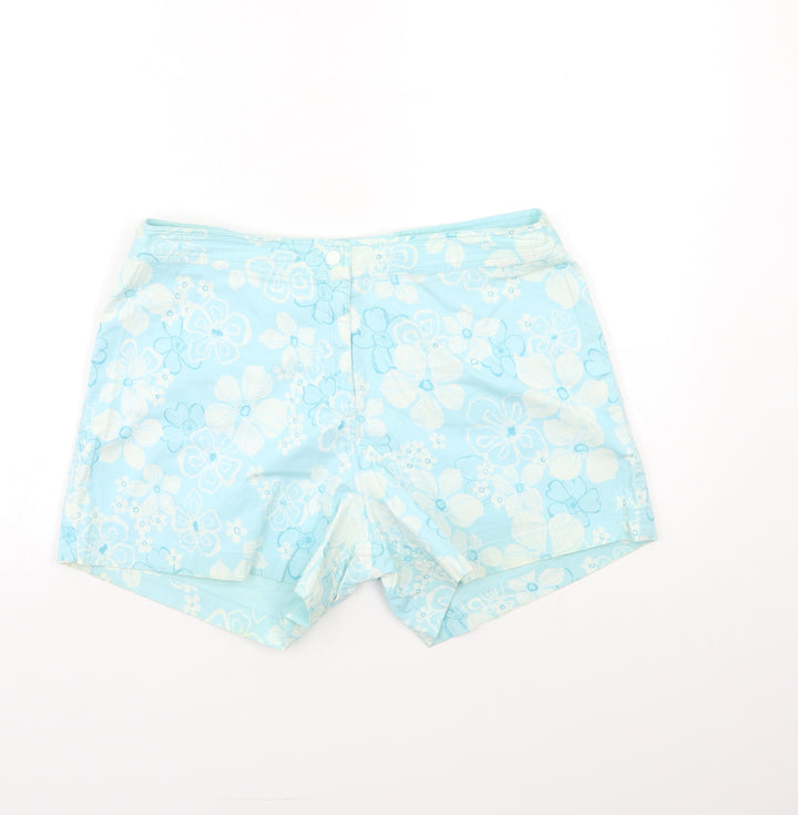 Preworn Womens Blue Floral Cargo Shorts Size 32 in