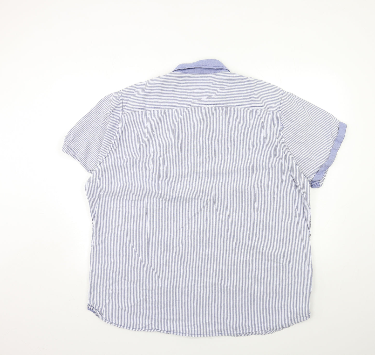 F&F Mens Blue Striped   Button-Up Size 3XL