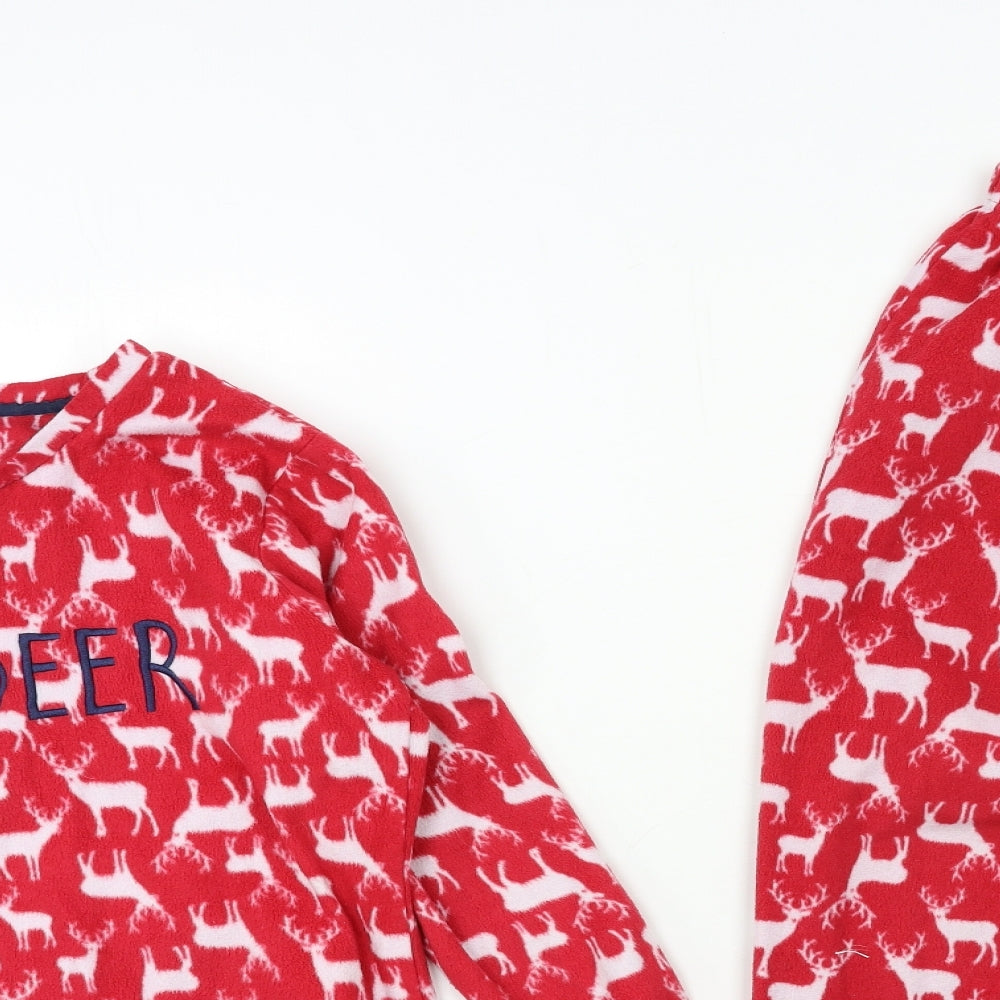 George Womens Red  Fleece Top Pyjama Set Size 8  - CHRISTMAS