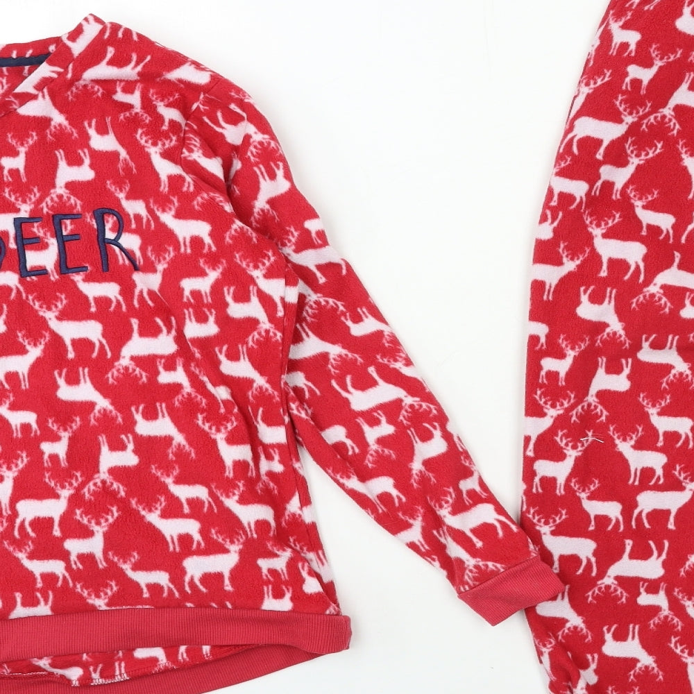George Womens Red  Fleece Top Pyjama Set Size 8  - CHRISTMAS