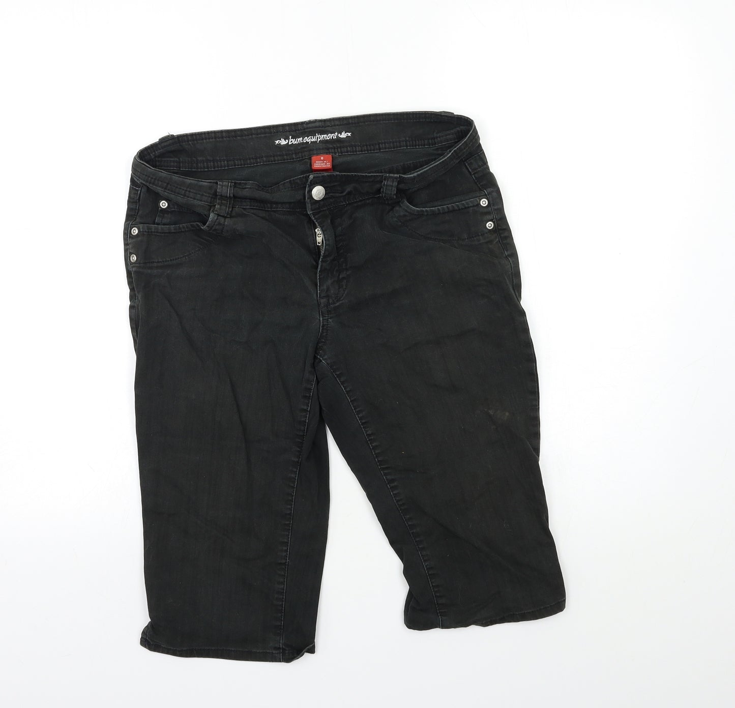 Bum Equipment Womens Black  Denim Cut-Off Shorts Size 8