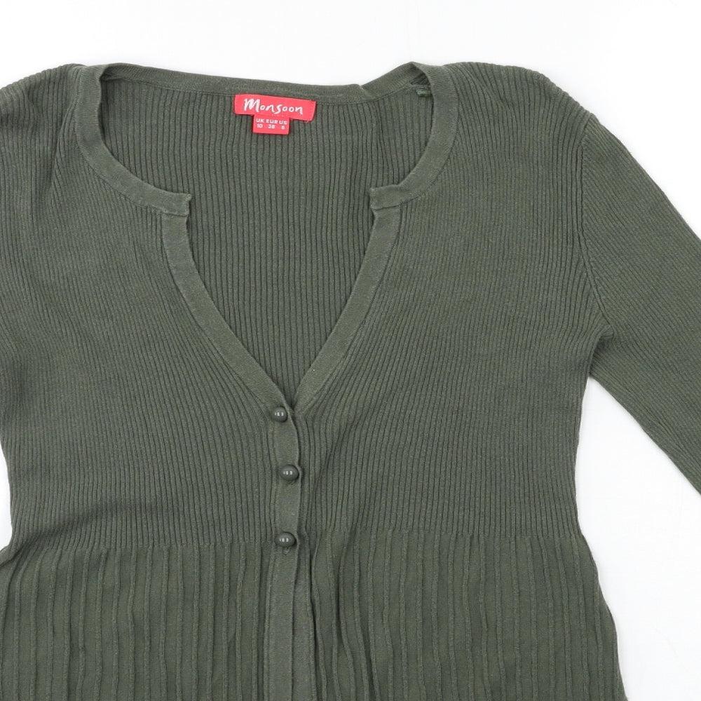 Monsoon Womens Green  Knit Cardigan Jumper Size 10