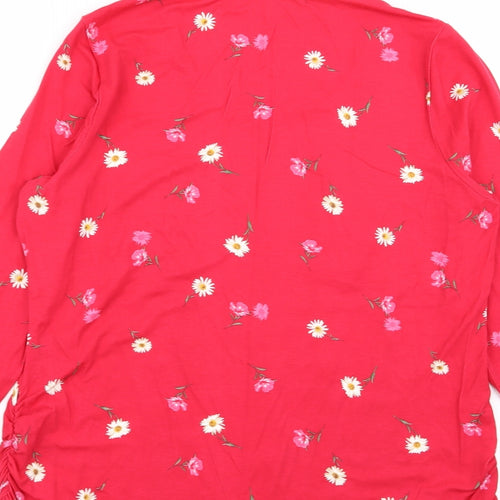 prewron Womens Red Floral  Basic T-Shirt Size 16
