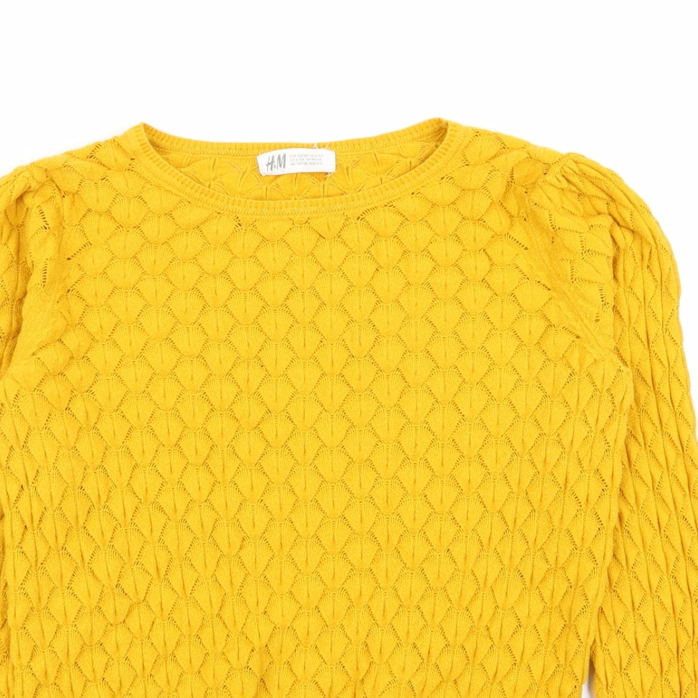 H&M Girls Yellow Argyle/Diamond  Pullover Jumper Size 9-10 Years