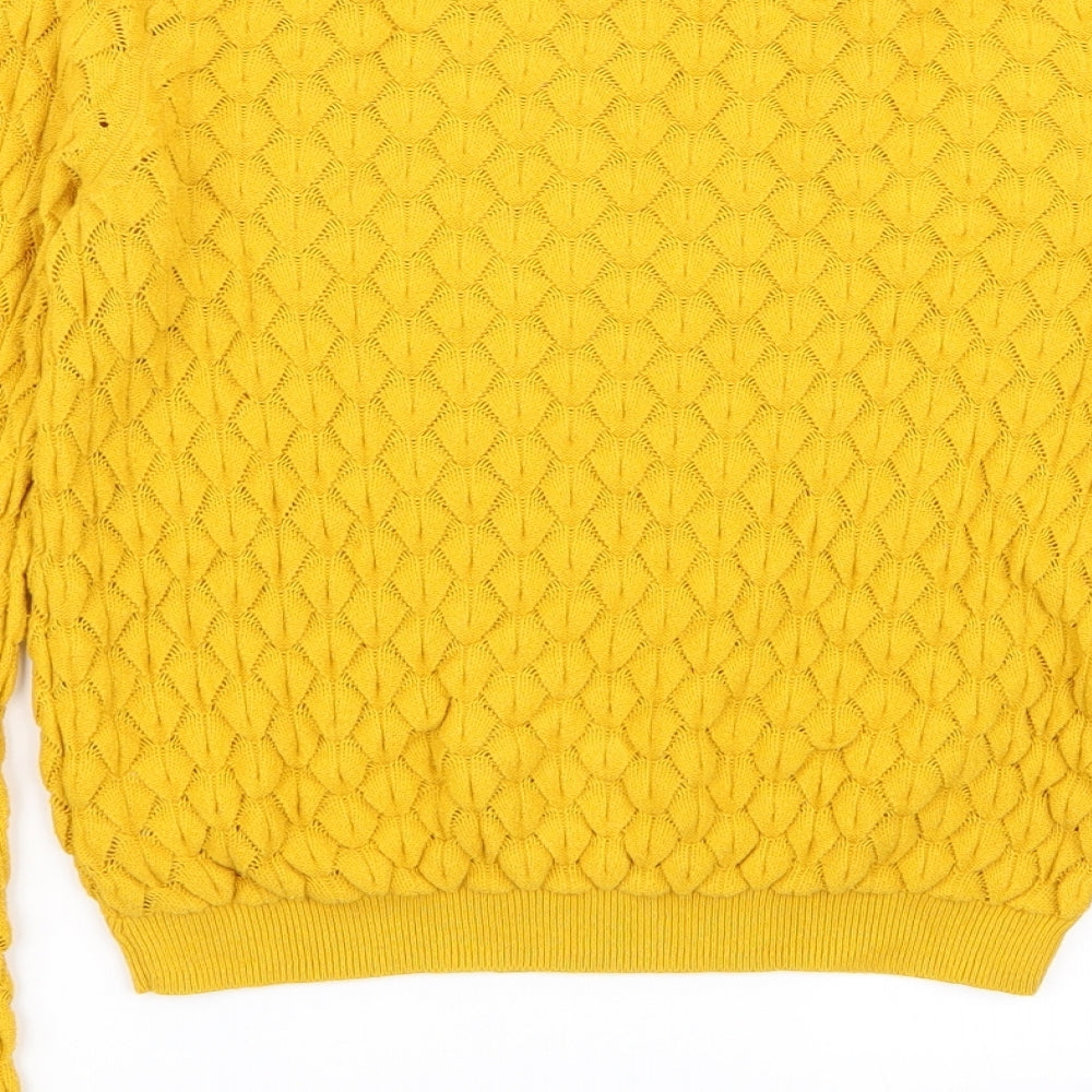 H&M Girls Yellow Argyle/Diamond  Pullover Jumper Size 9-10 Years