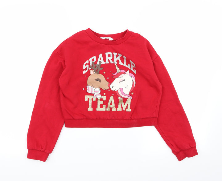 H&M Girls Red   Pullover Jumper Size 9-10 Years