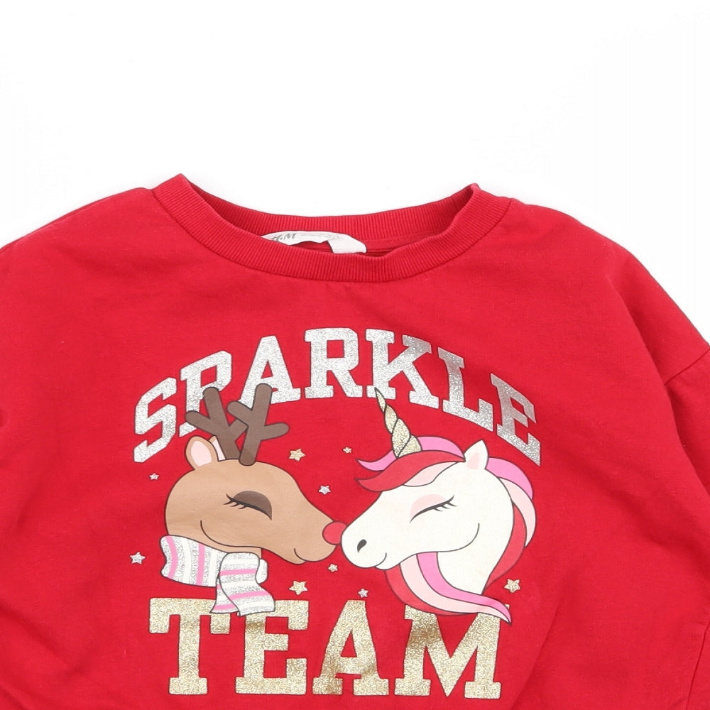 H&M Girls Red   Pullover Jumper Size 9-10 Years
