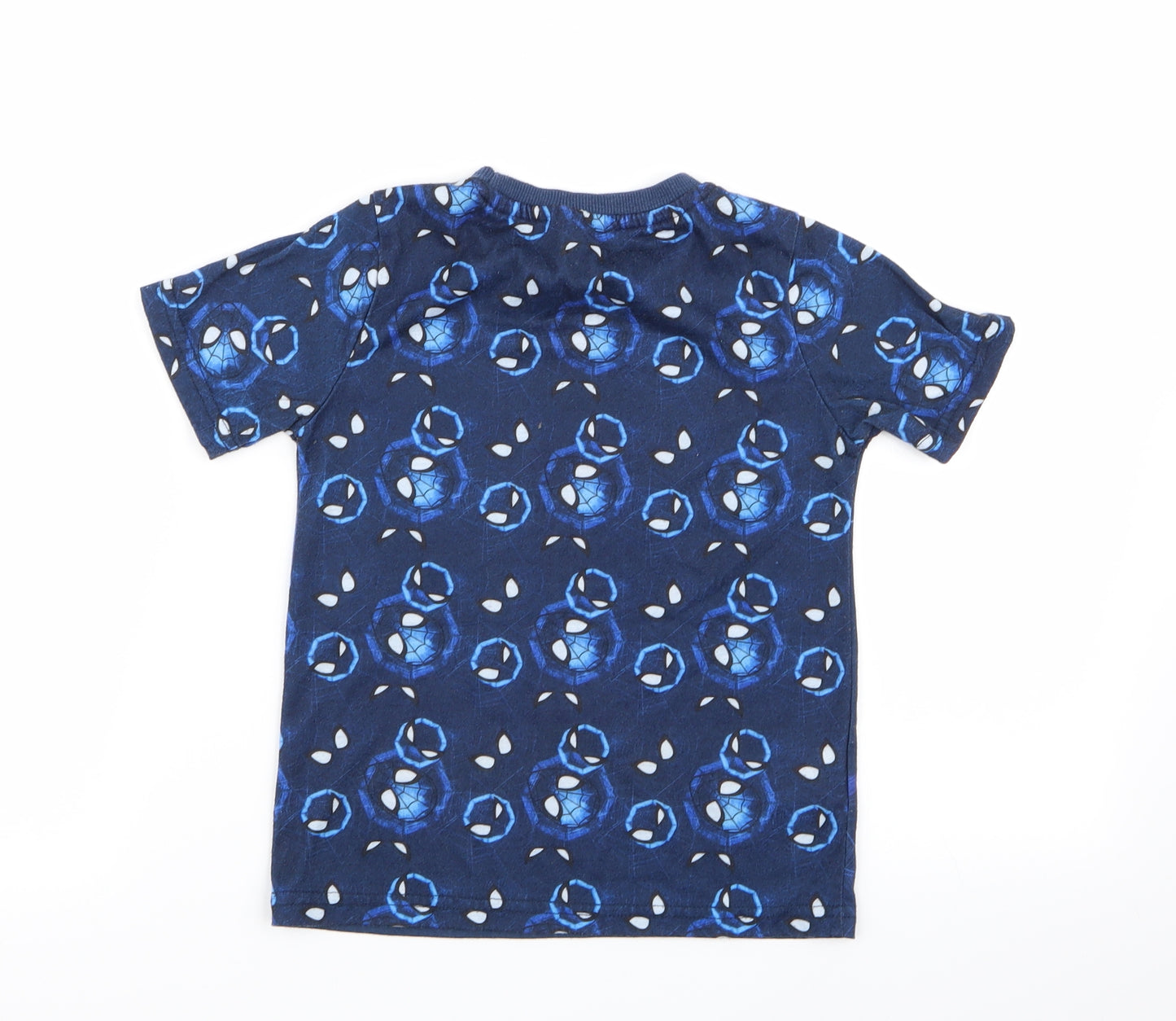 Preworn Boys Blue Geometric  Basic T-Shirt Size 7-8 Years  - spiderman
